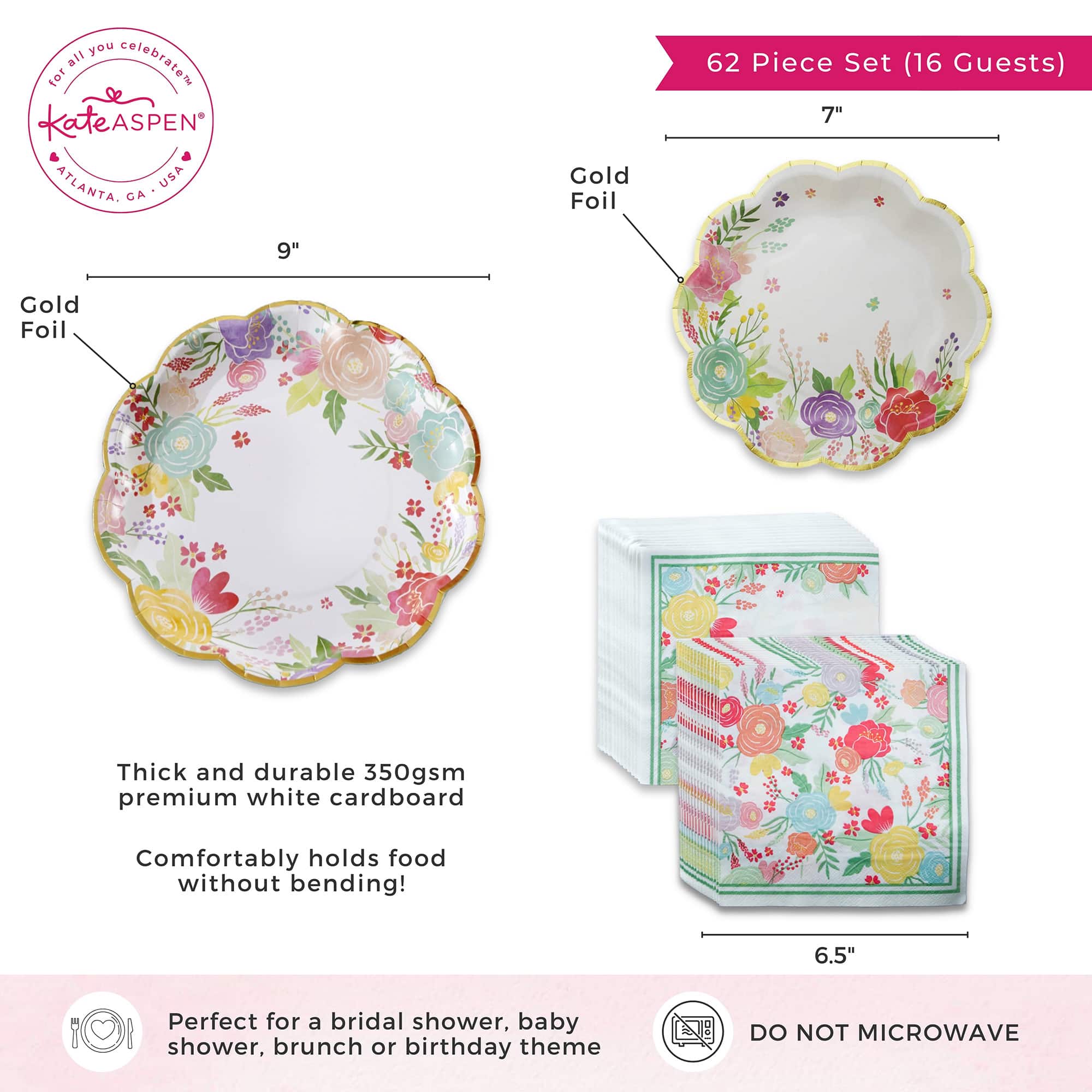 Kate Aspen® Garden Blooms Party Tableware Set
